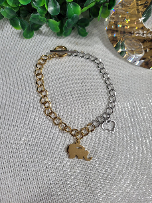 Pulsera Dos tonos Con Elefante