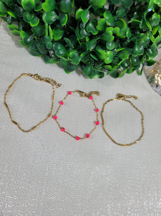 Pulsera Dorada De 3 Piezas