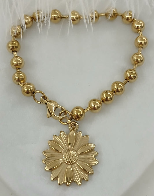 Pulsera De Esferas Con Girasol