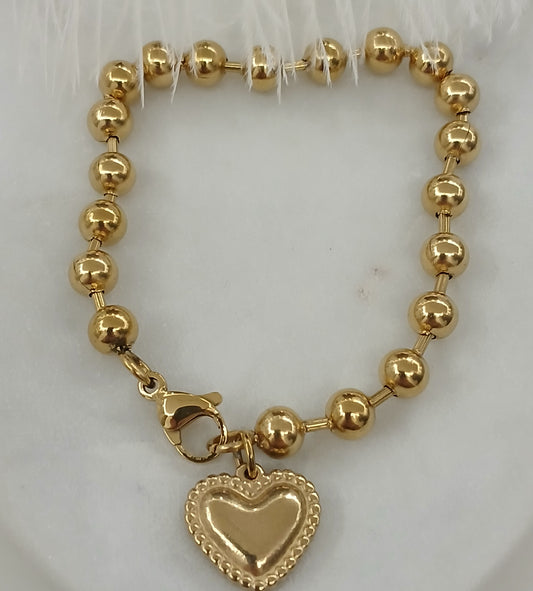 Pulsera De Esferas Con Corazon